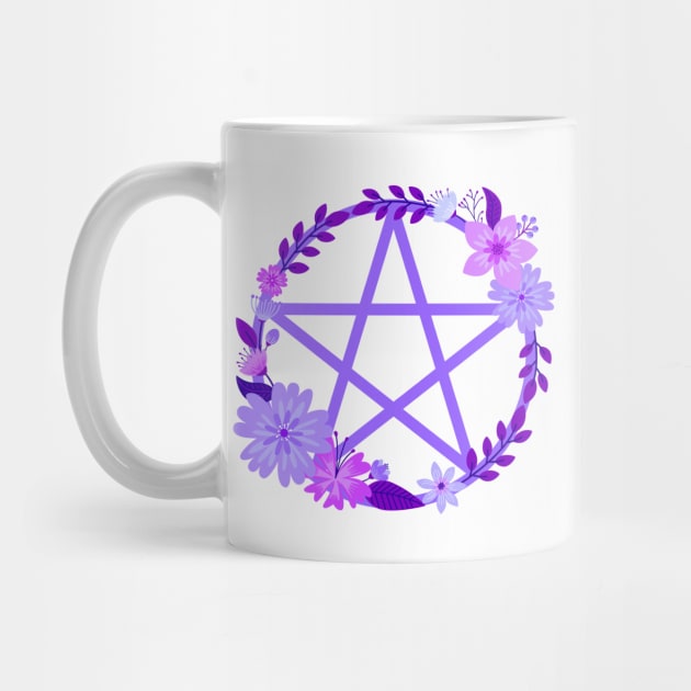 Purple Floral Pentacle Design Cheeky Witch® by Cheeky Witch